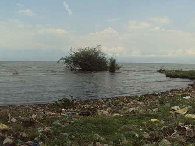 Garbage near the lake